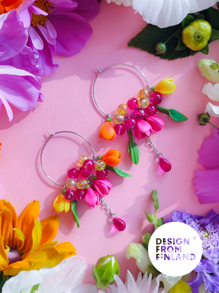 Tulppaani-rengaskorvakorut-pinkki