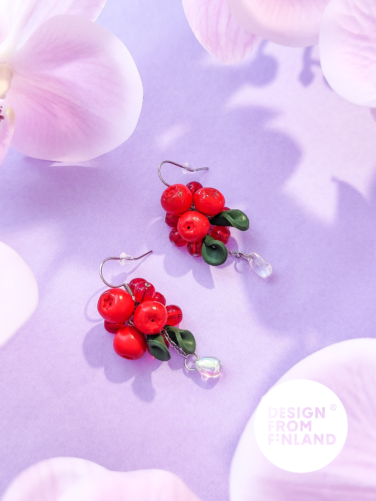 Puolukkapaikka-korvakorut - pieni terttu