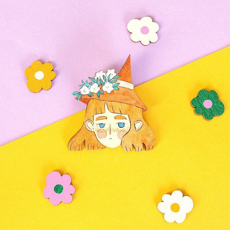 Watercolor Witch Pin