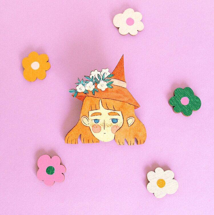 Watercolor Witch Pin