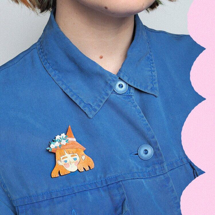 Watercolor Witch Pin