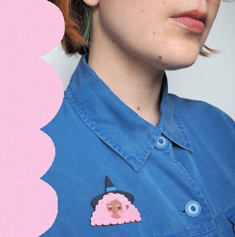 Pink Witch Pin