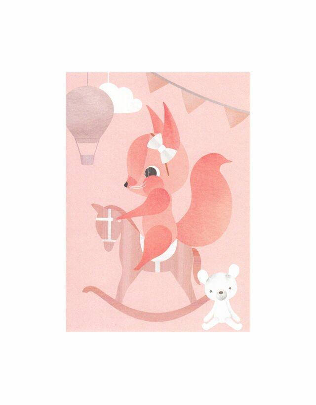 Keinuhevonen -postikortti, Vaaleanpunainen