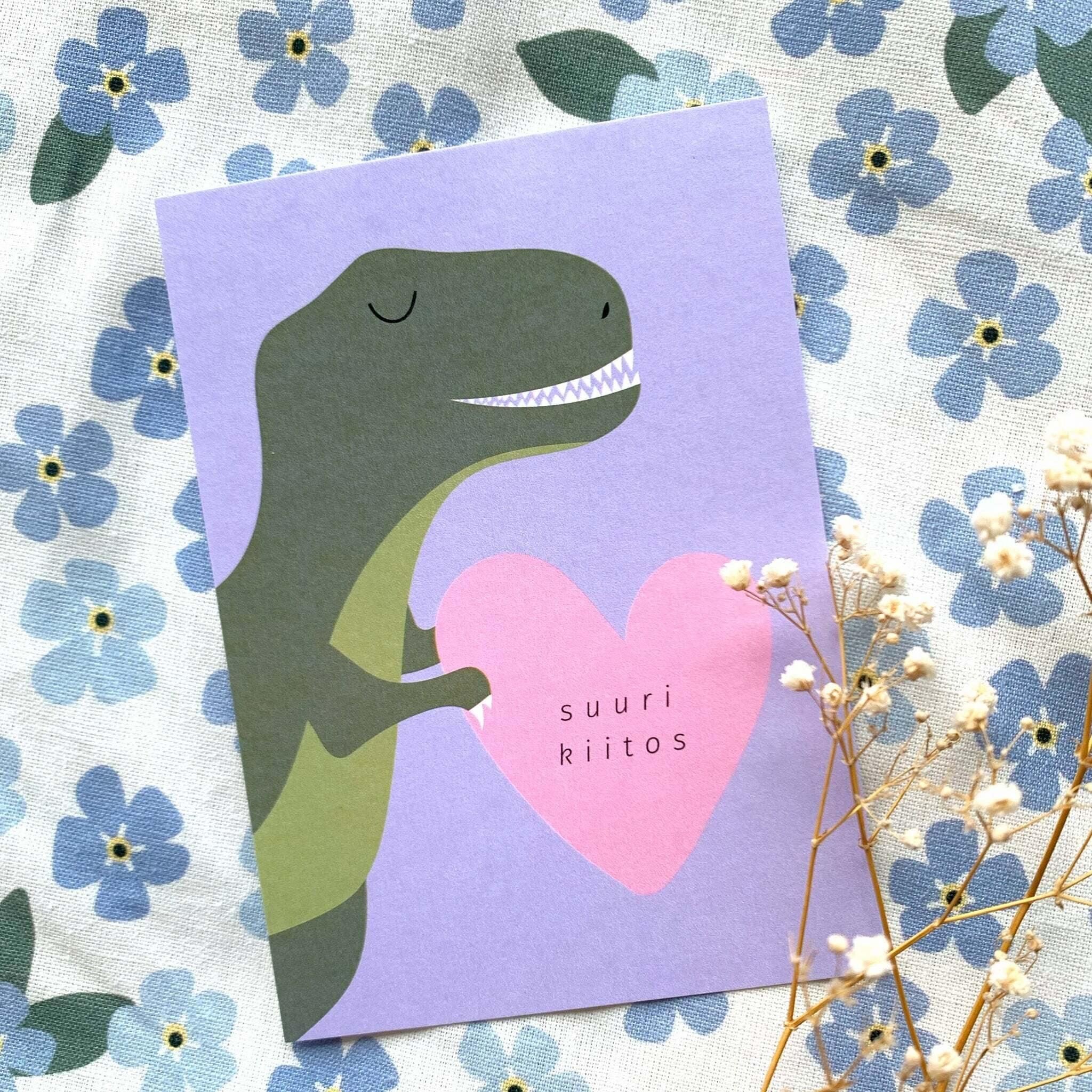 Kiitos-dino - postikortti