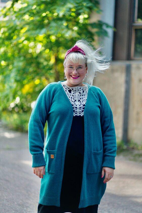 Kajastus villatakki, petrol