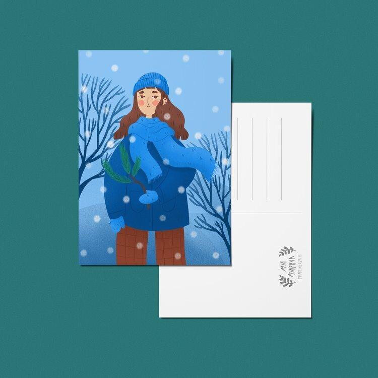 Falling Snow Postcard
