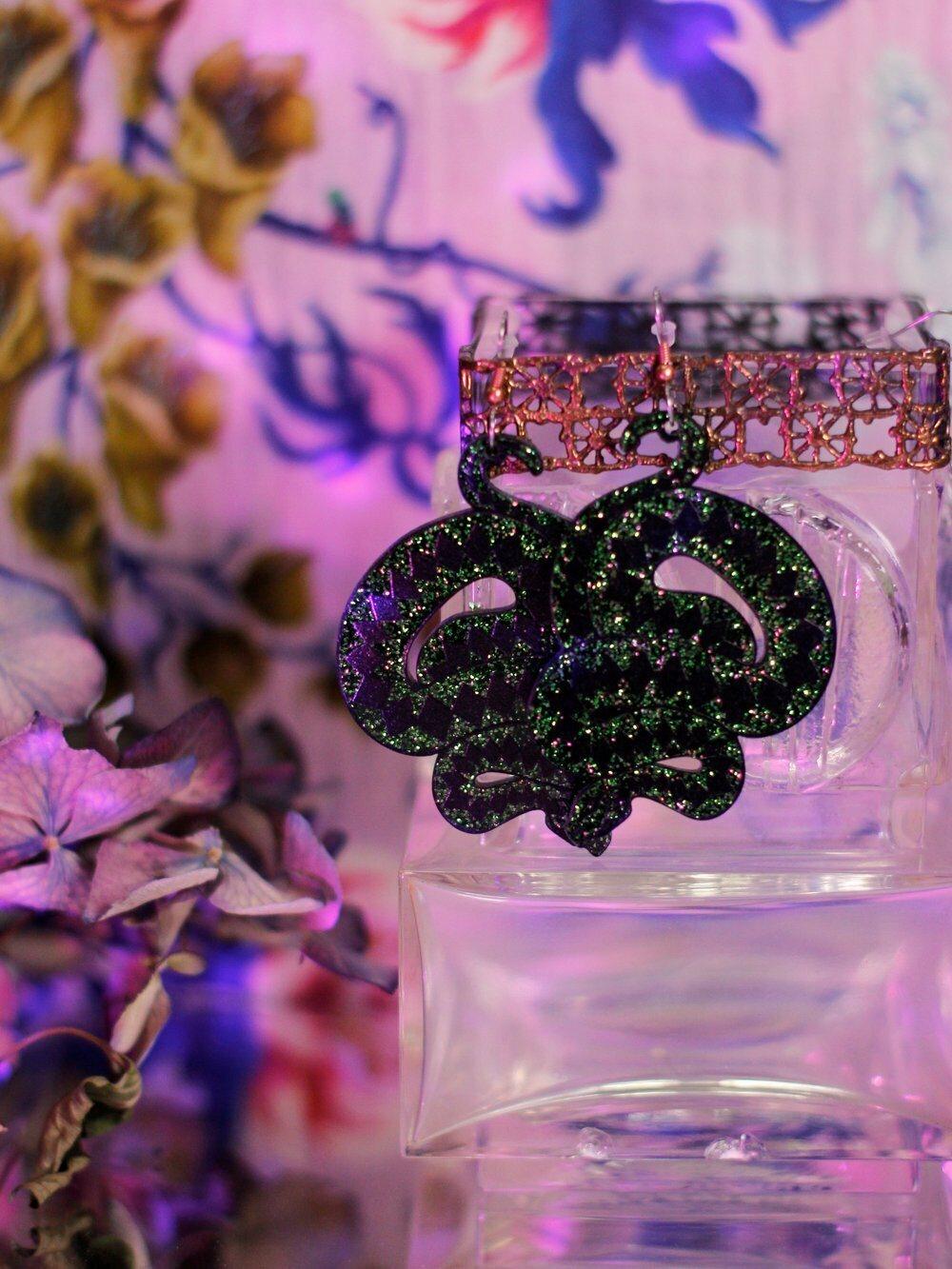 Viper Earrings, Glitter