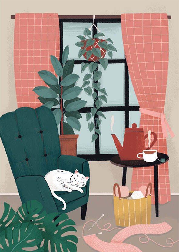 Kaisu Sandberg - Kissa nojatuolissa