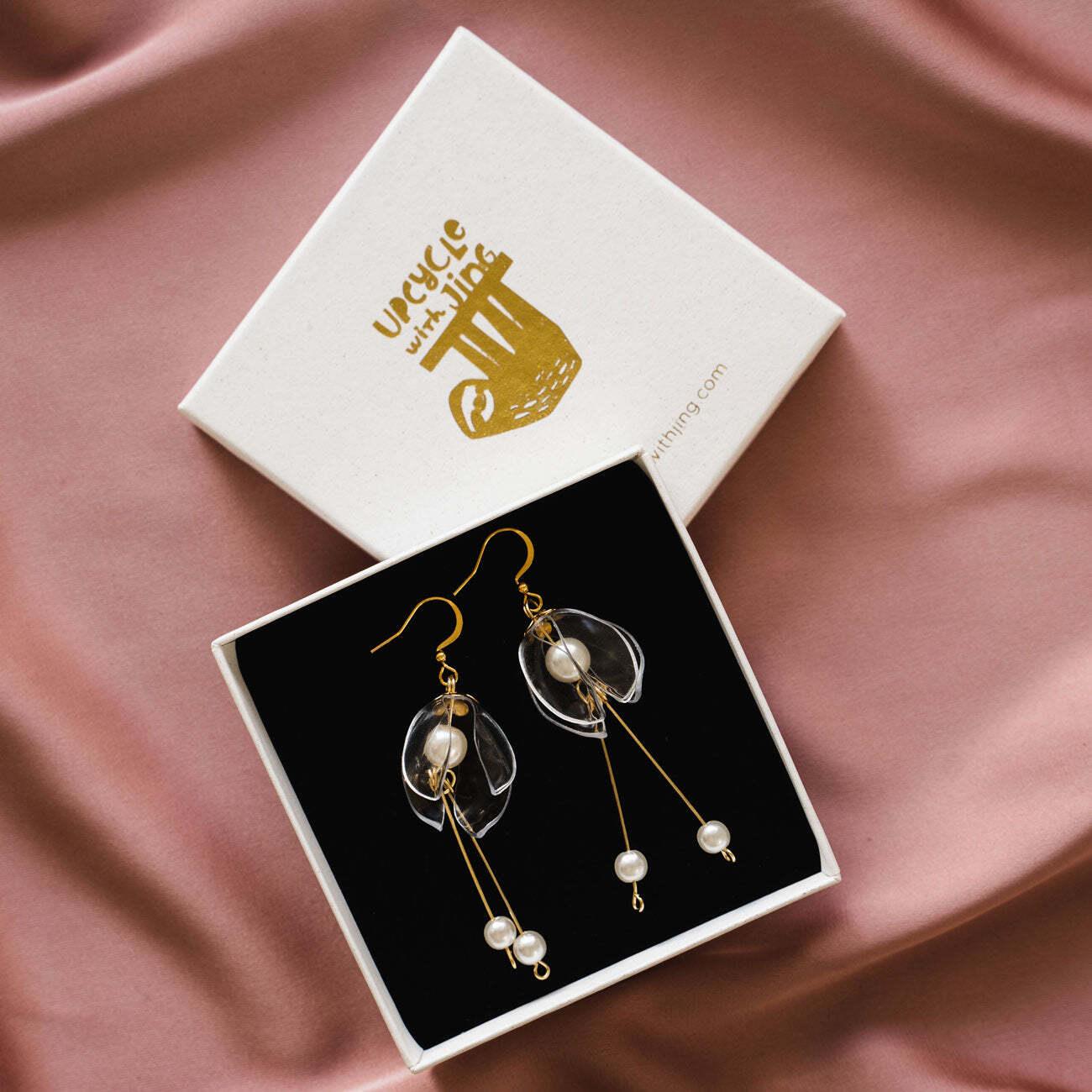 Clear Lily Double-Drop Earrings