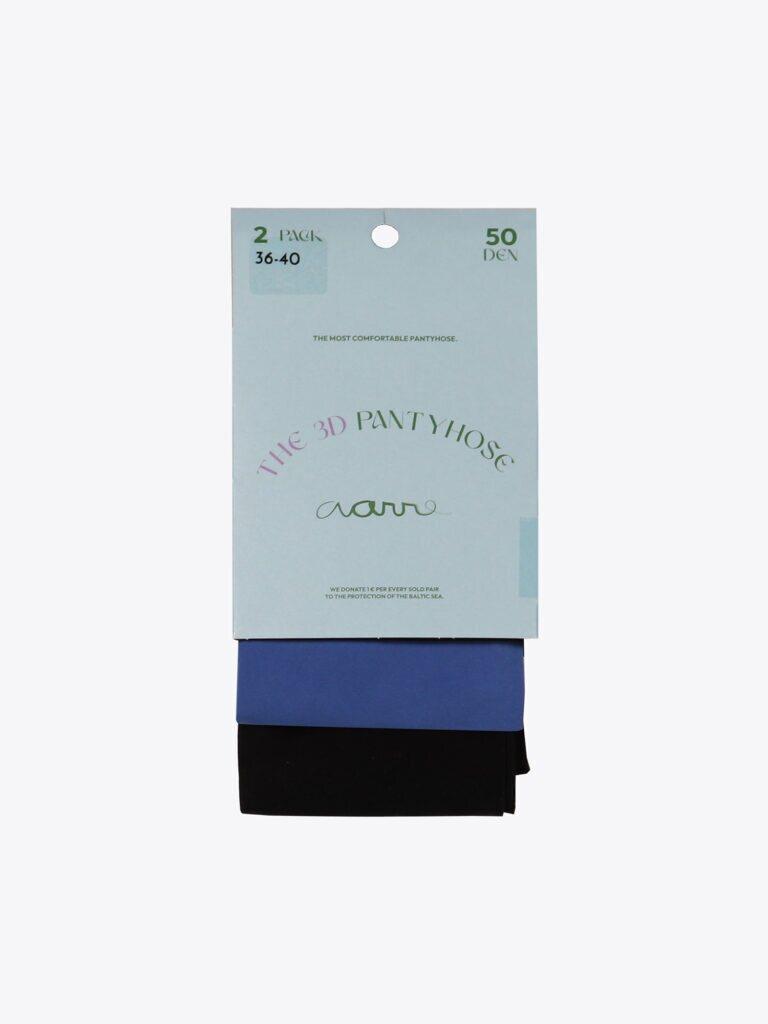The 3D Pantyhose, 50den, Blue/Black (2kpl pakkaus)
