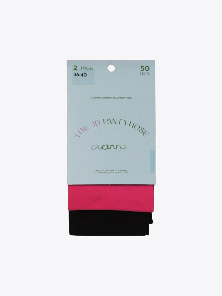 The 3D Pantyhose, 50den, Pink/Black (2kpl pakkaus)