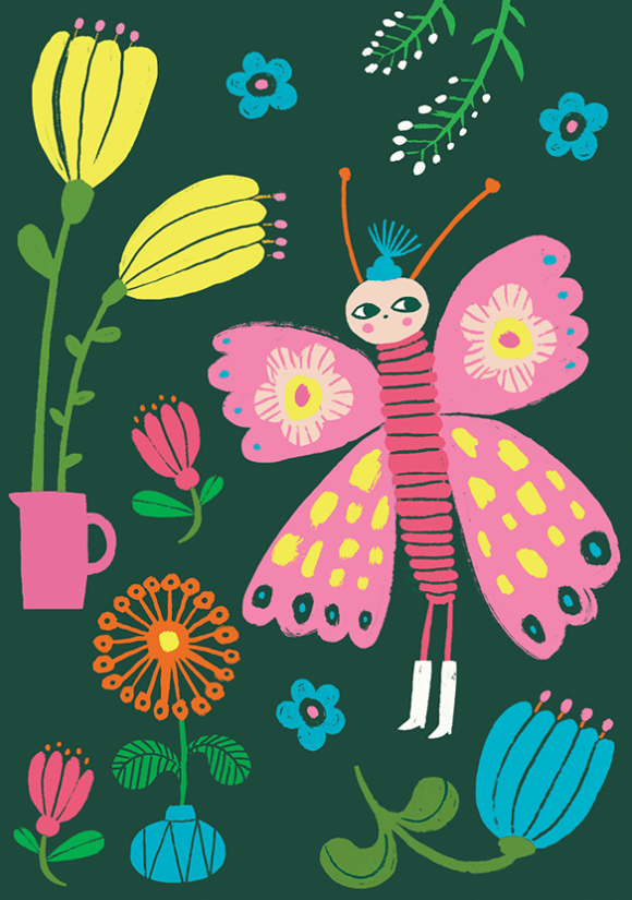 Postikortti Mira Mallius - Perhonen