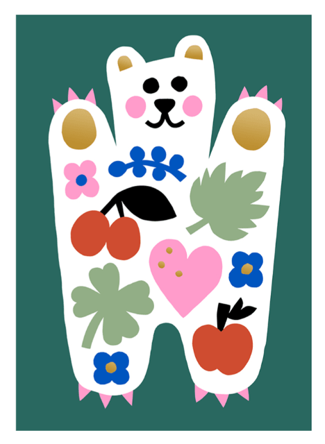 Postikortti Kisonen - Nalle ja kasvit