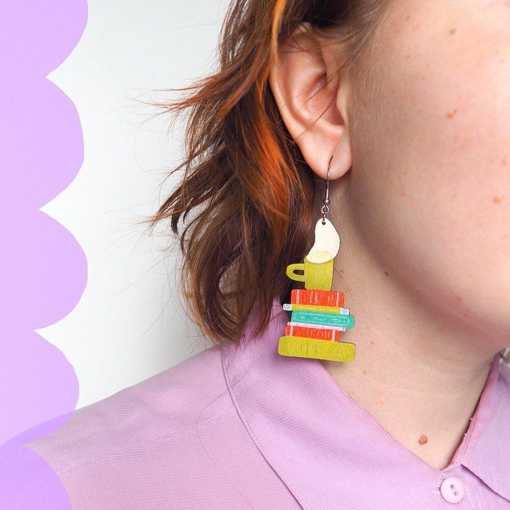 Book and coffee Earrings