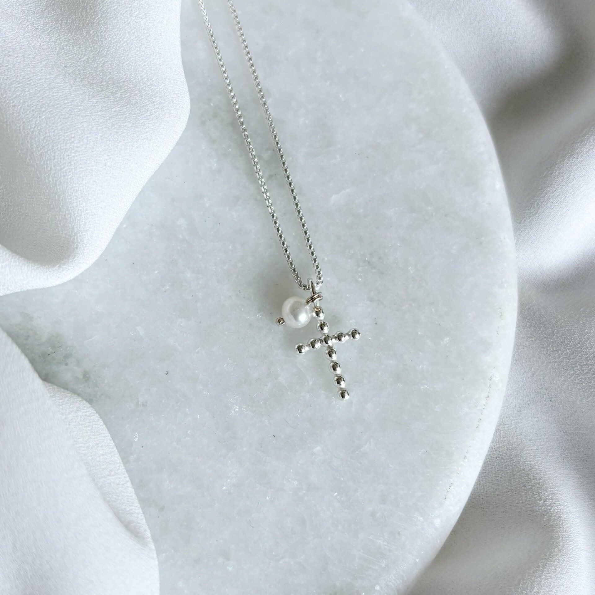 Bubbel PÄRLA Kors necklace