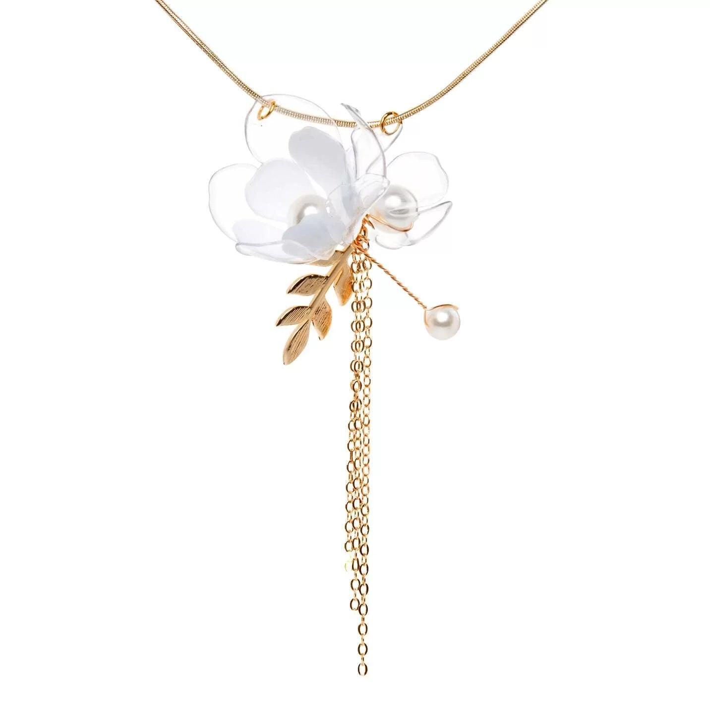 Jasmine Triple-Flower Drop Necklace