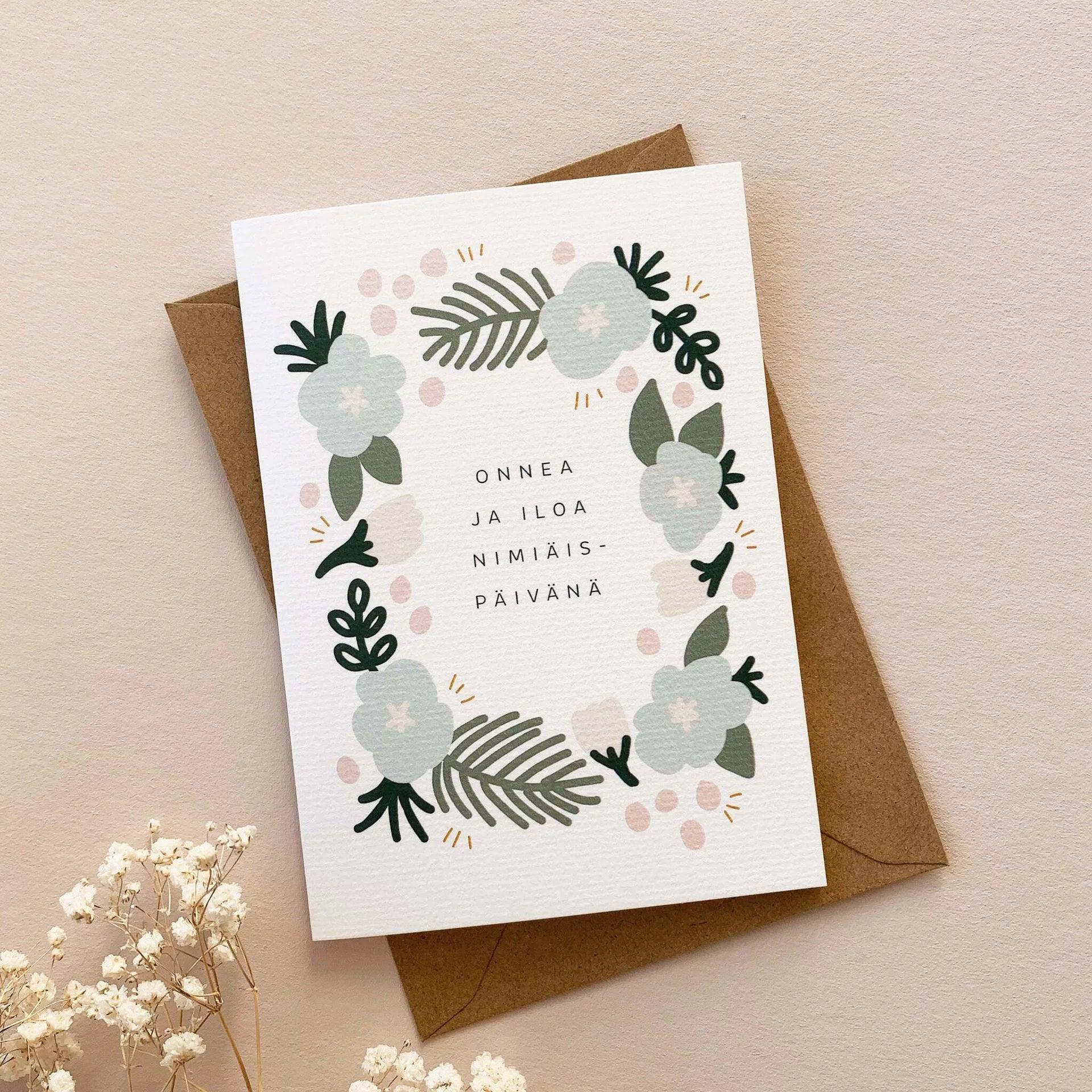 Nimiäispäivänä - kaksiosainen kortti