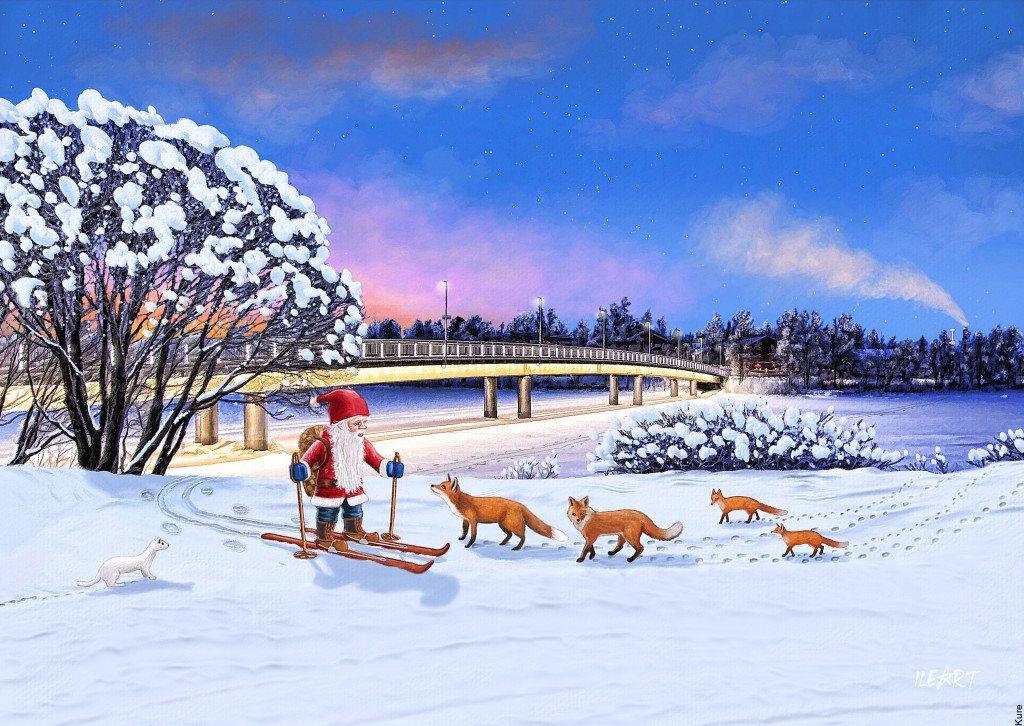 Pikisaari Bridge Oulu, Christmas card