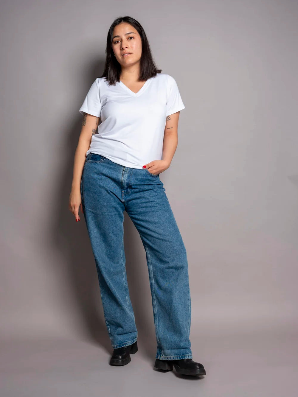 Classic V-neck T-paita, Valkoinen