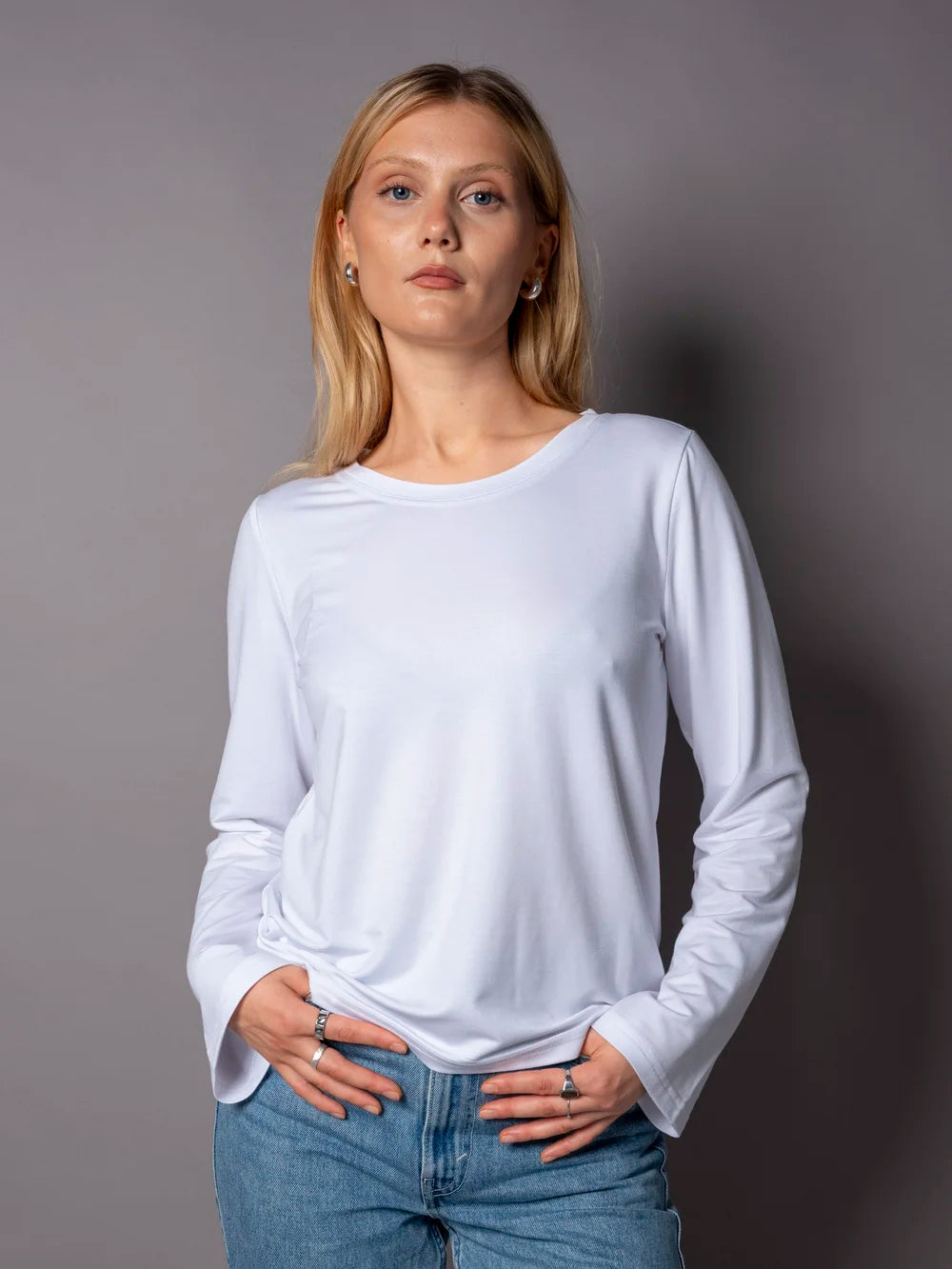 Classic Pitkähihainen Paita, Valkoinen