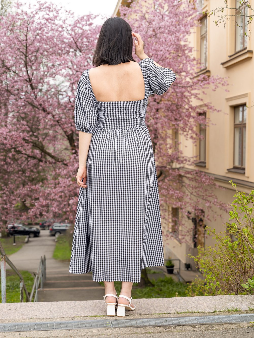 Checkered Puff Dress