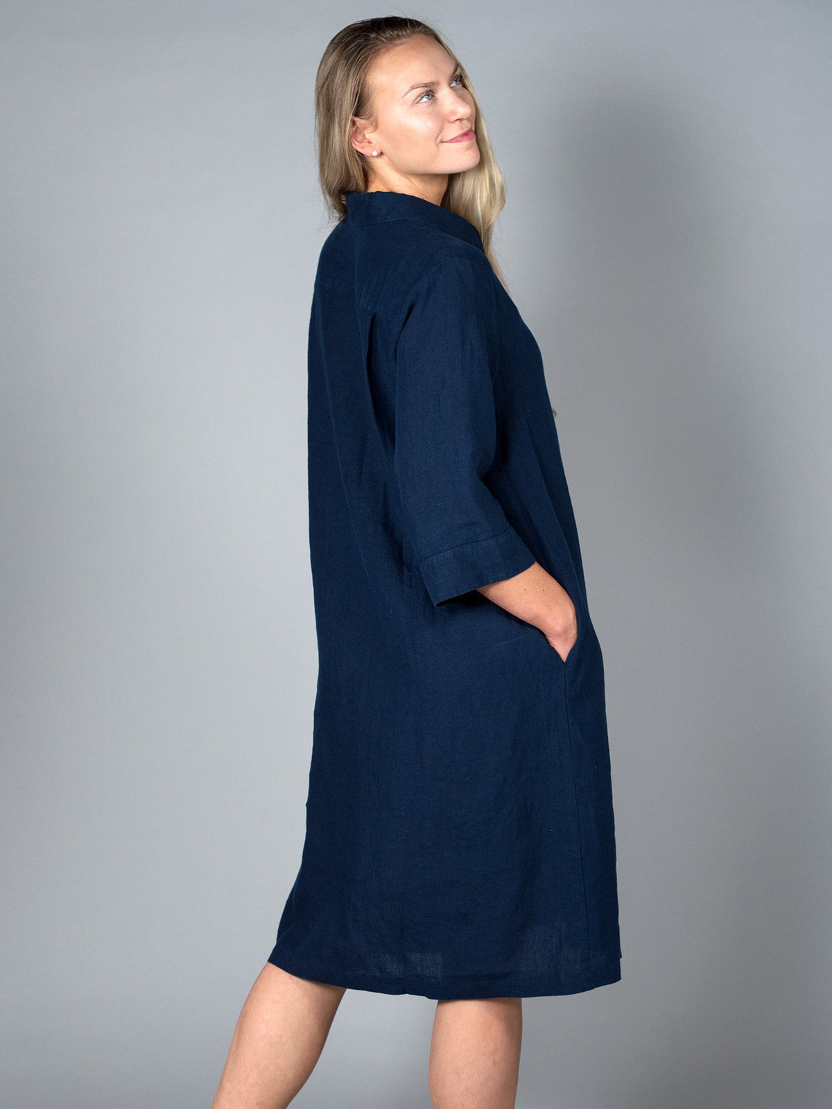 KARLA pellavamekko, navy