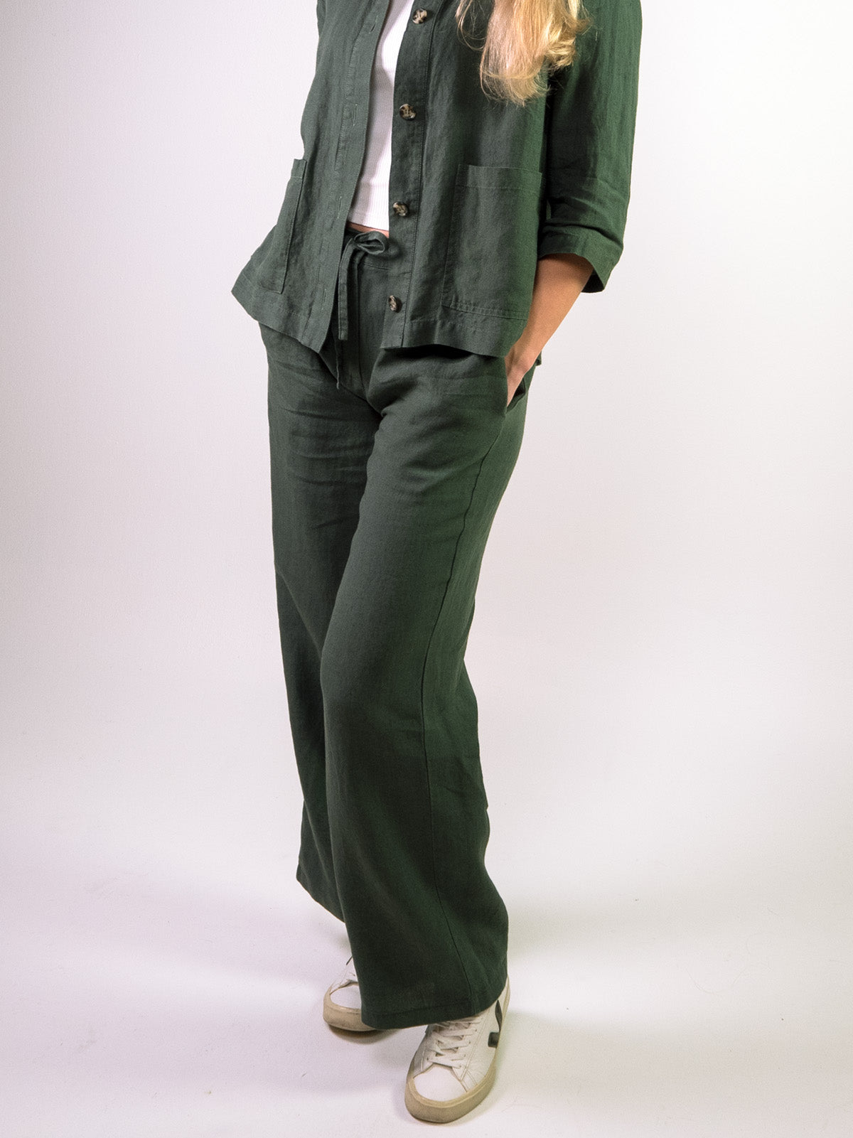 ASTA pellavahousut, tummanvihreä