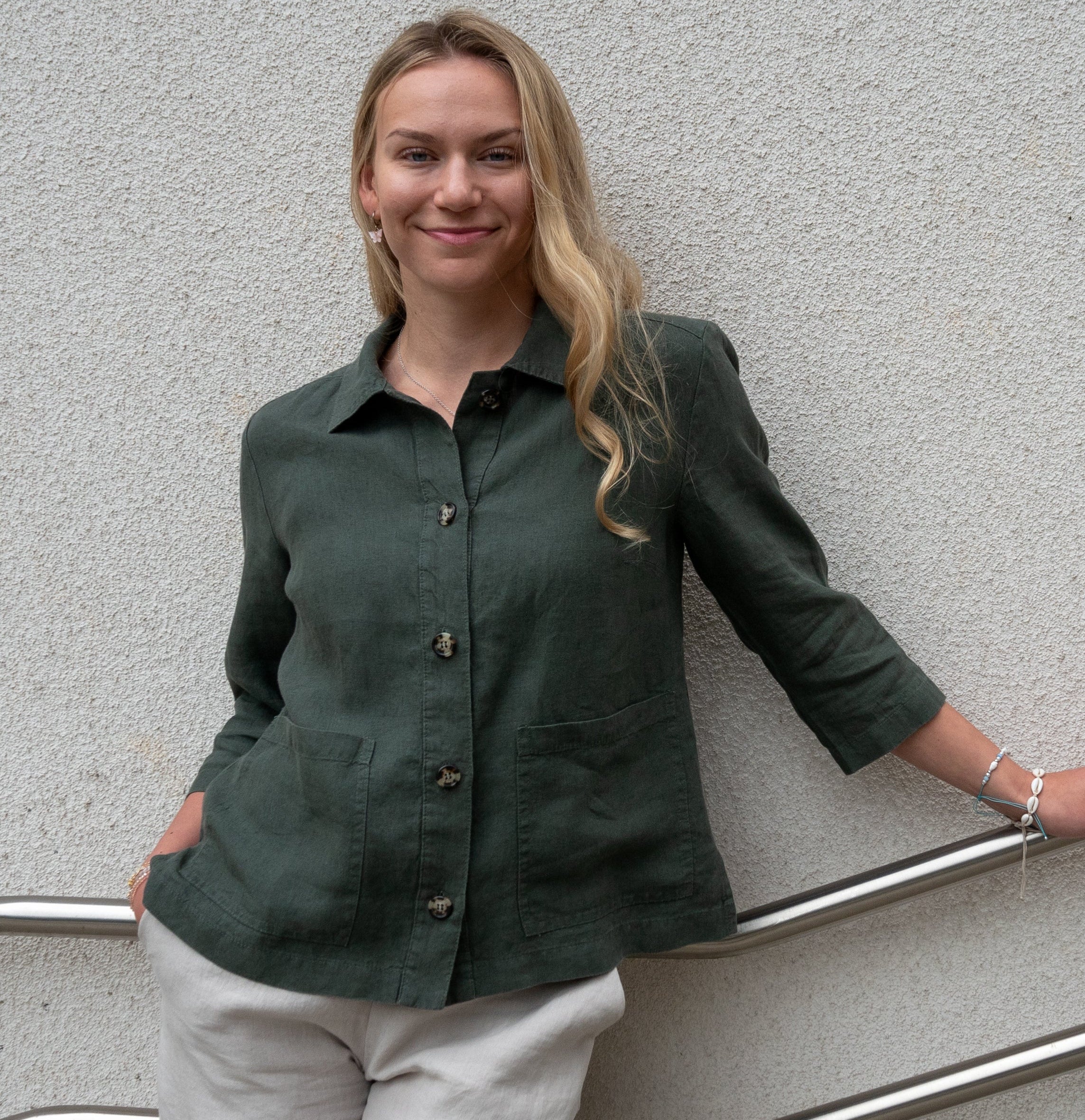 ELSA pellavajakku, tummanvihreä