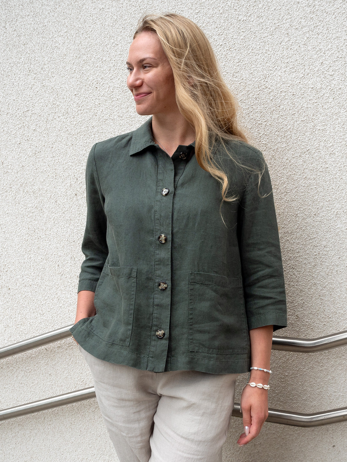 ELSA pellavajakku, tummanvihreä