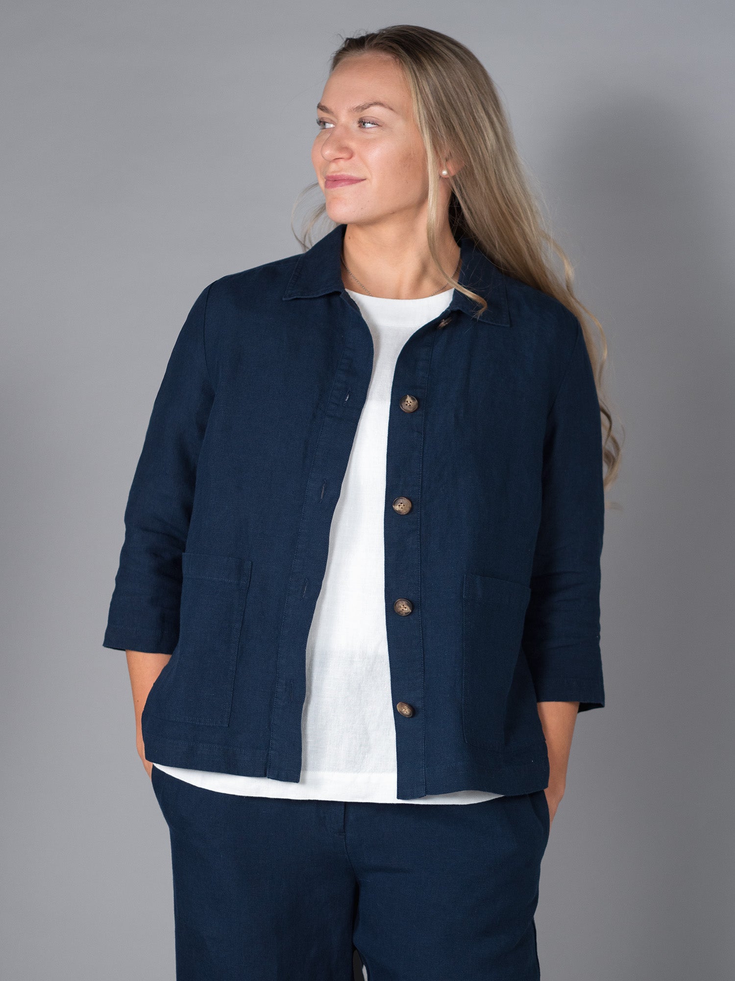 ELSA pellavajakku, navy