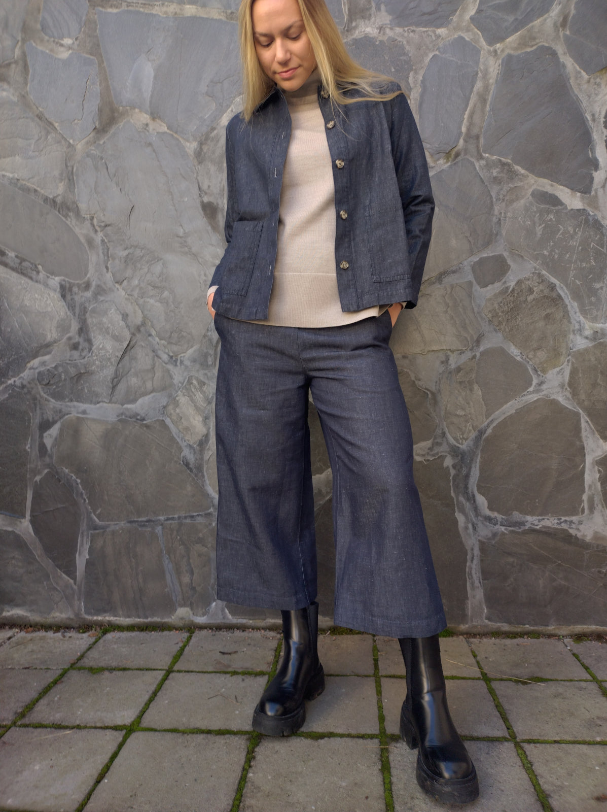GERDA DENIM culottes, pellava/puuvilla