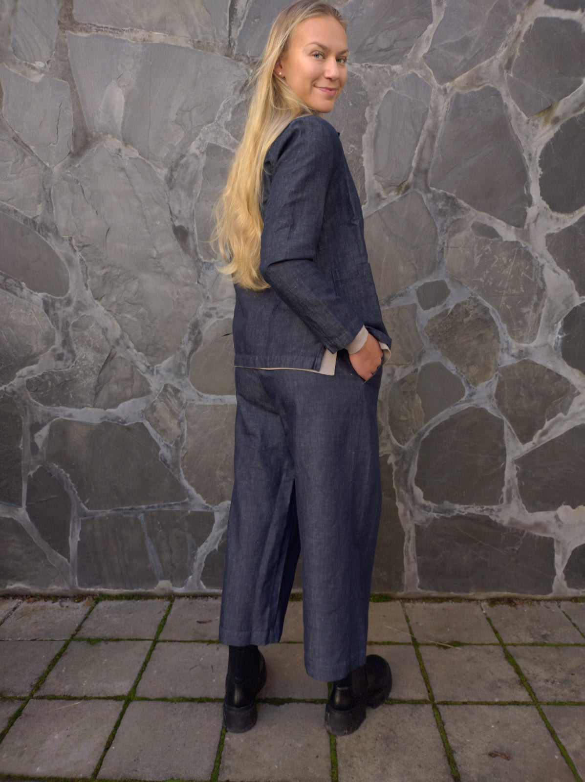 GERDA DENIM culottes, pellava/puuvilla