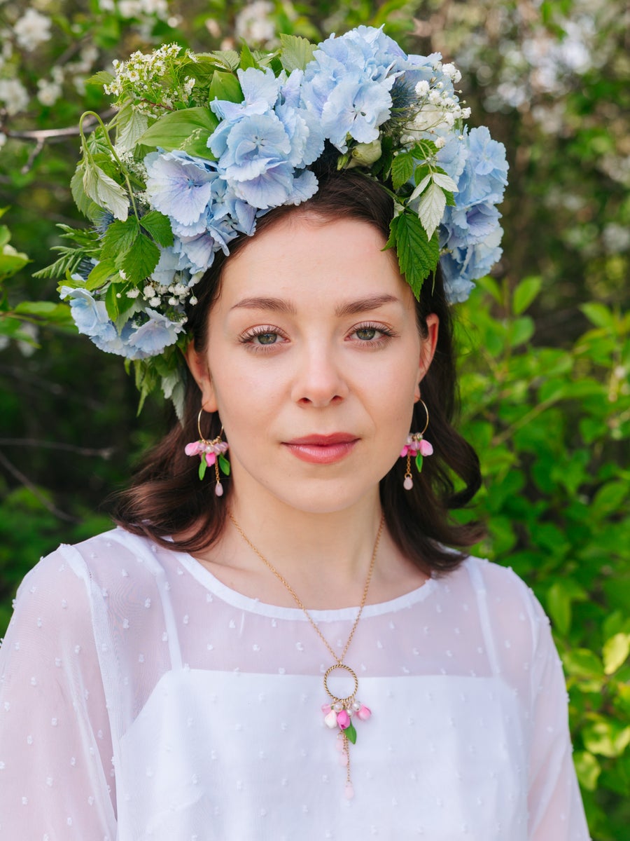 Tulppaani-rengaskorvakorut -vaaleanpunainen