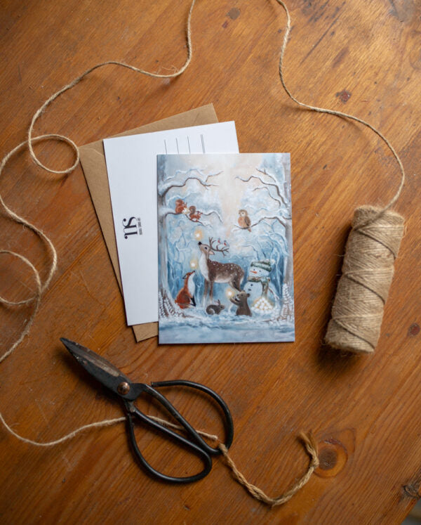 Ystävysten jouluihme -postikortti