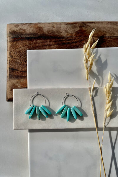 Serene Earrings, Aqua