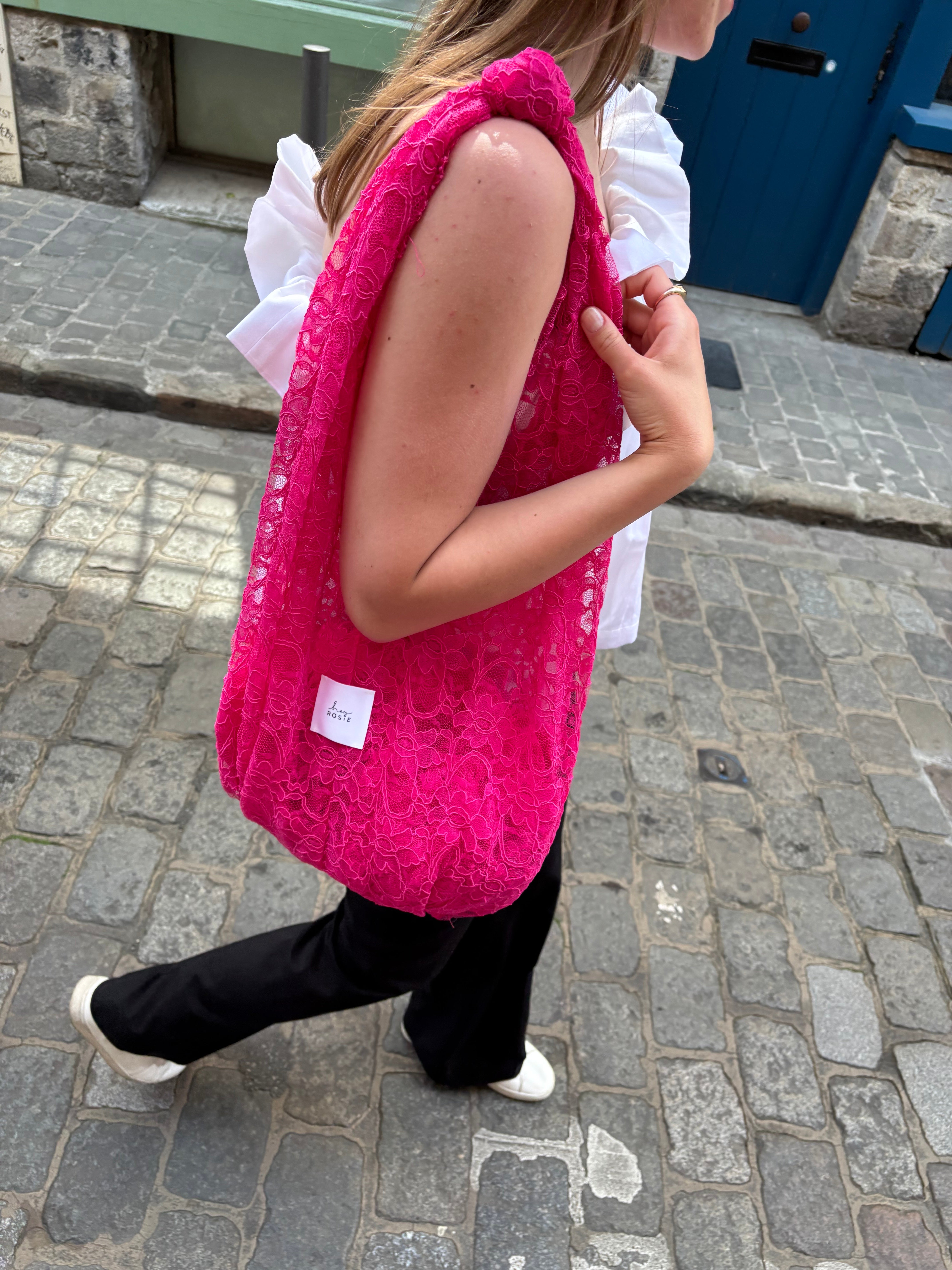 Lace Knot Bag - Think Pink