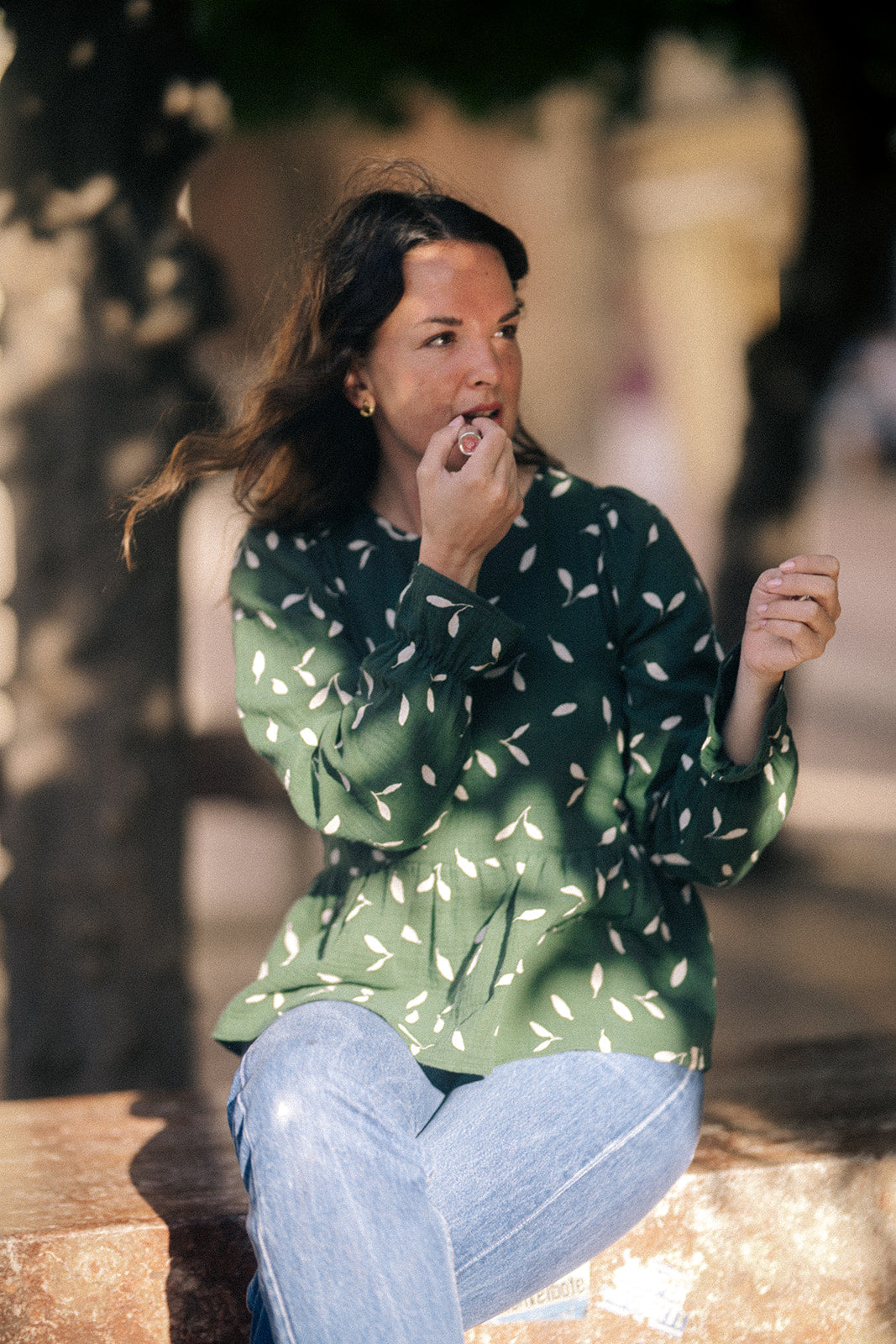 Flounce Blouse, Wind Green