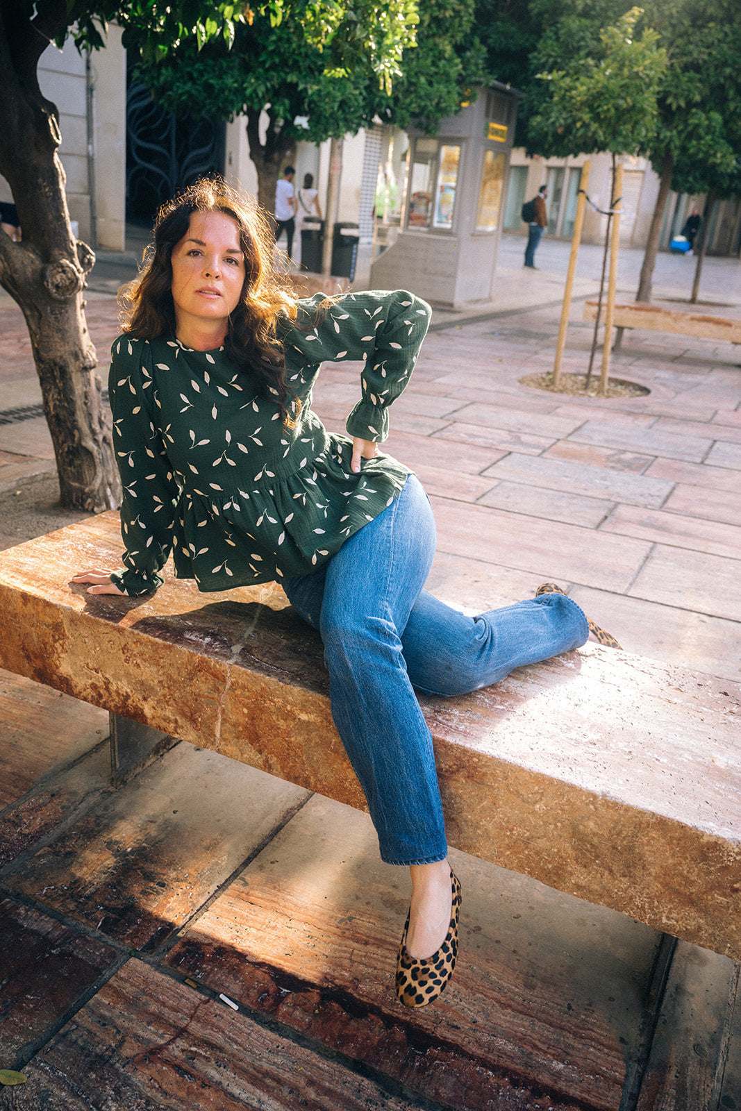 Flounce Blouse, Wind Green