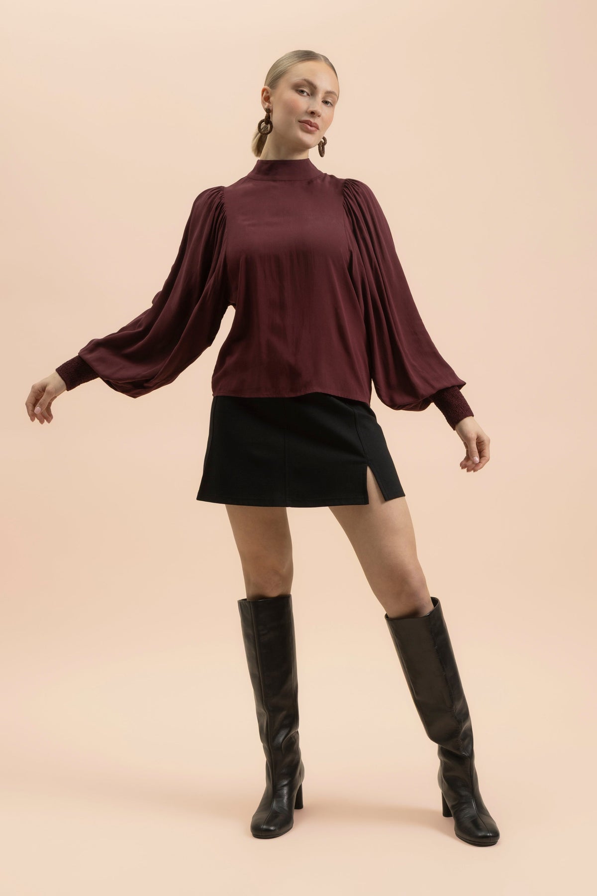 Puff Blouse, Merlot