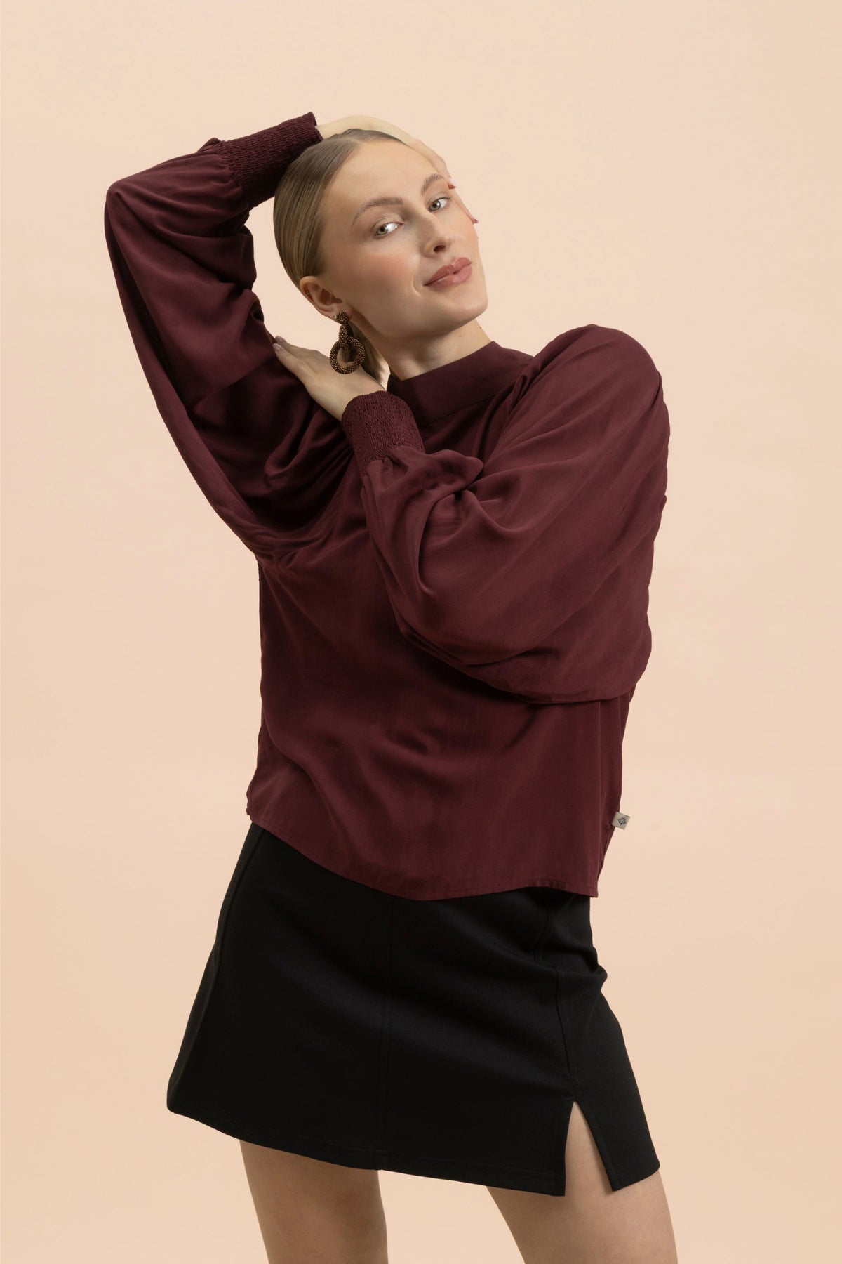 Puff Blouse, Merlot