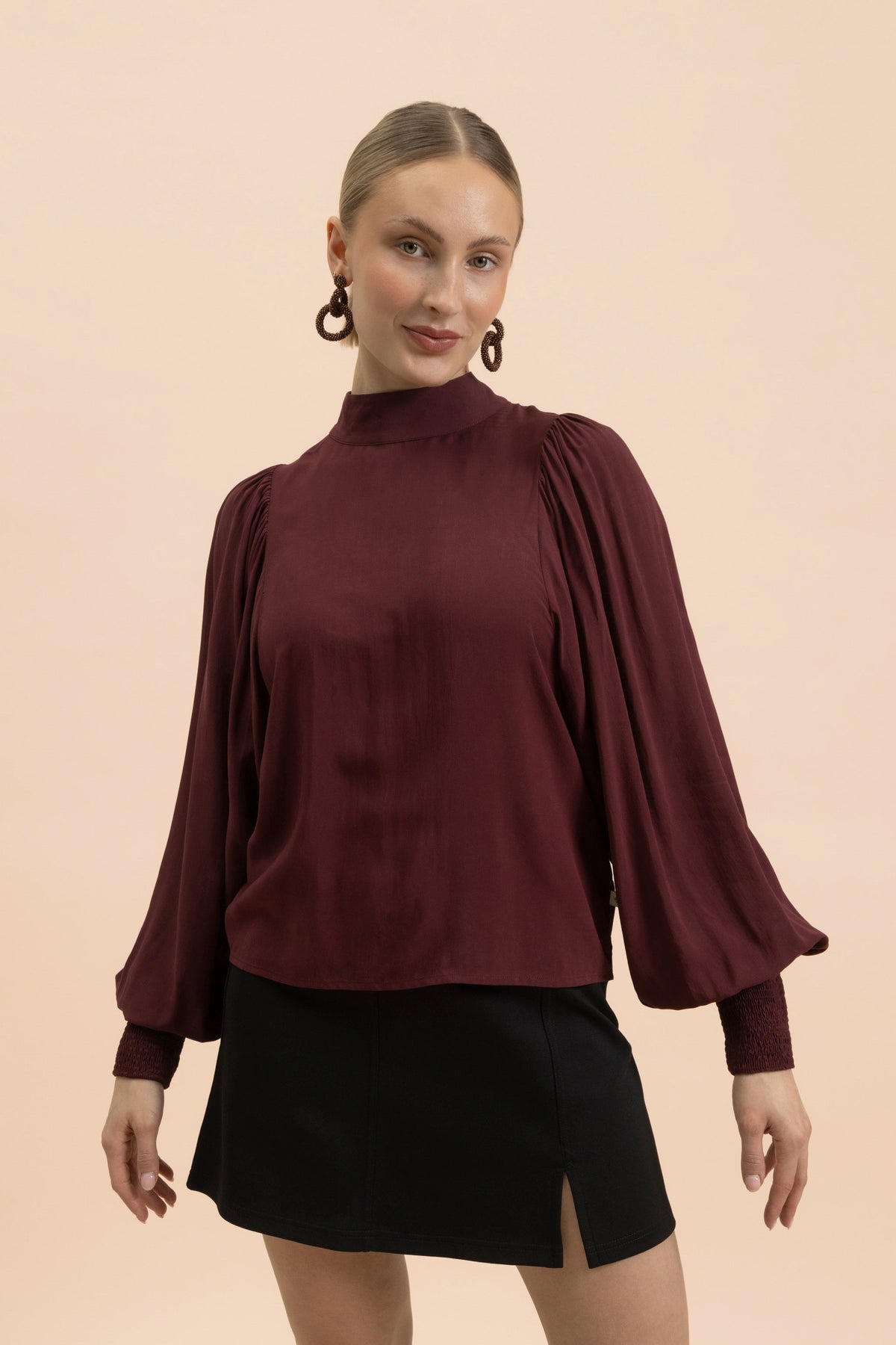 Puff Blouse, Merlot