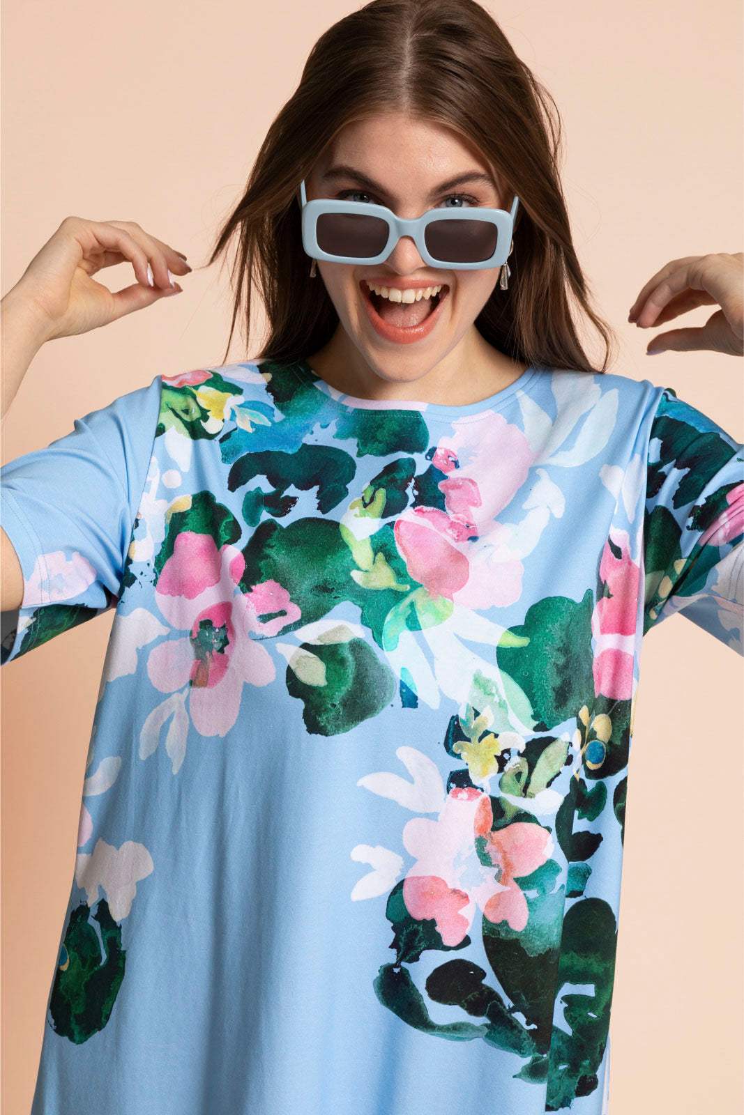 Ruffle T-paita mekko, Water Lily