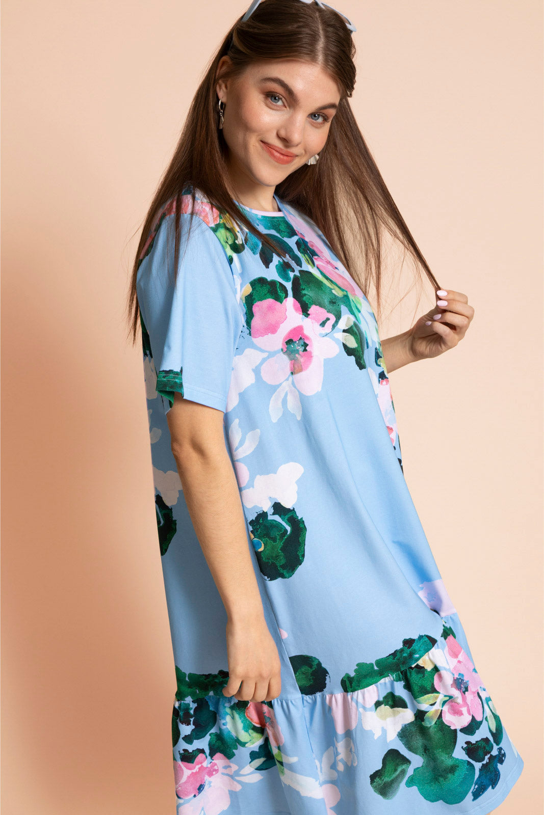 Ruffle T-paita mekko, Water Lily