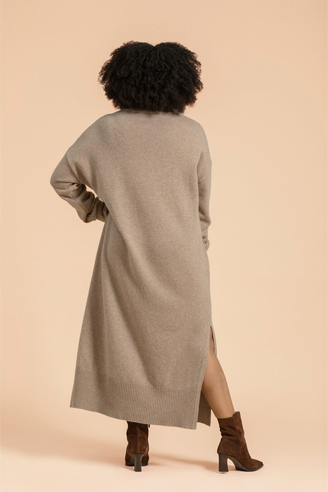 Wool Midi Mekko, Taupe