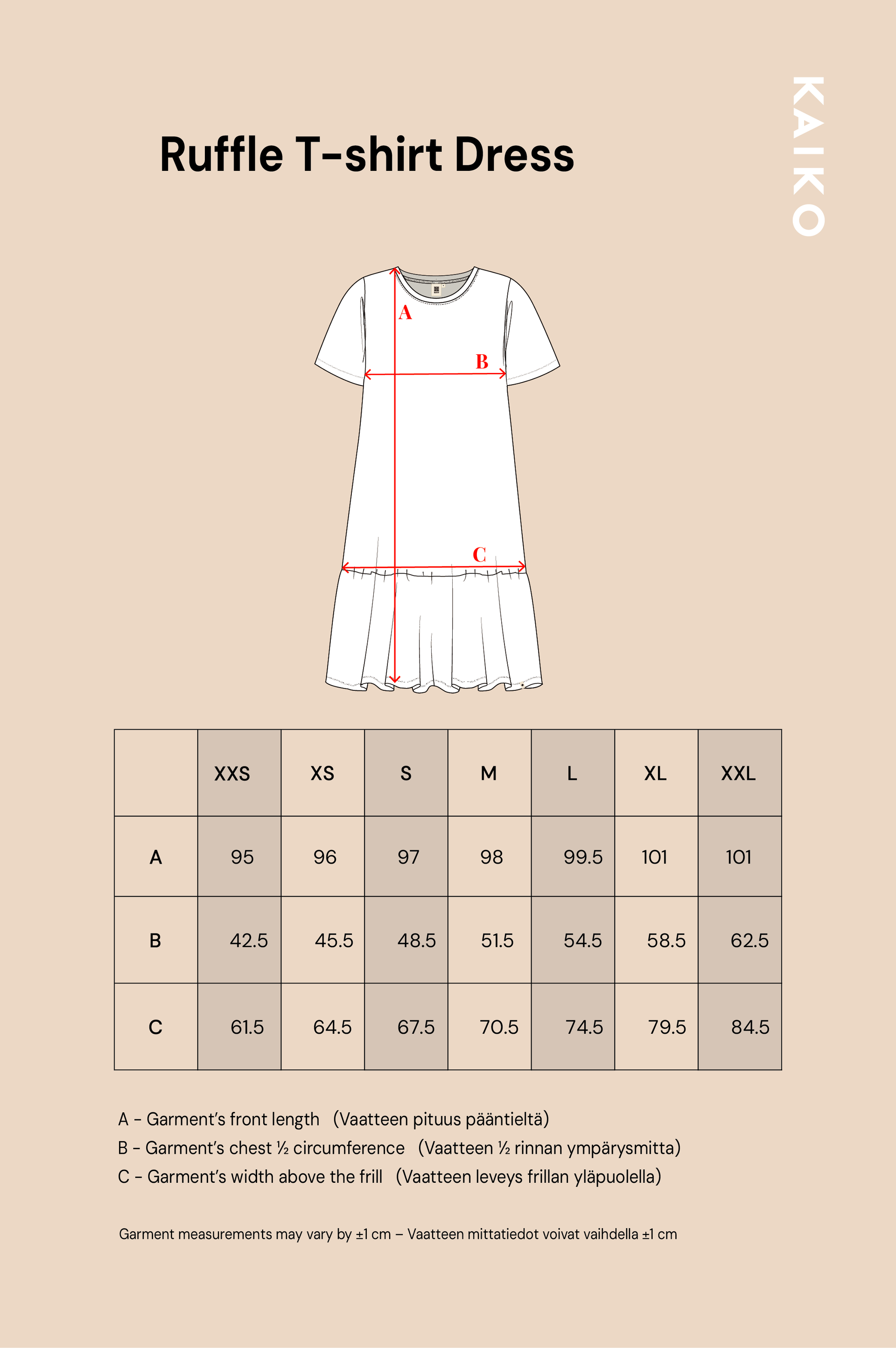 Ruffle T-paita mekko, Water Lily