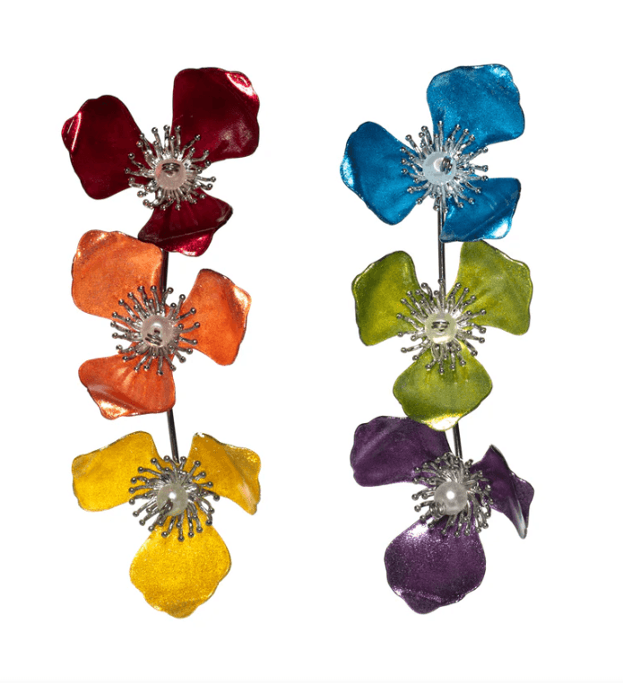 Triple Apple Flower Earrings, Rainbow