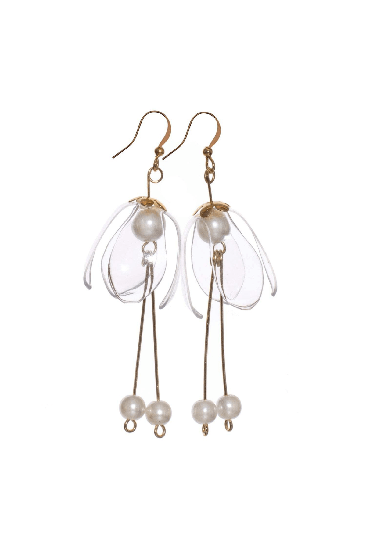 Clear Lily Double-Drop Earrings