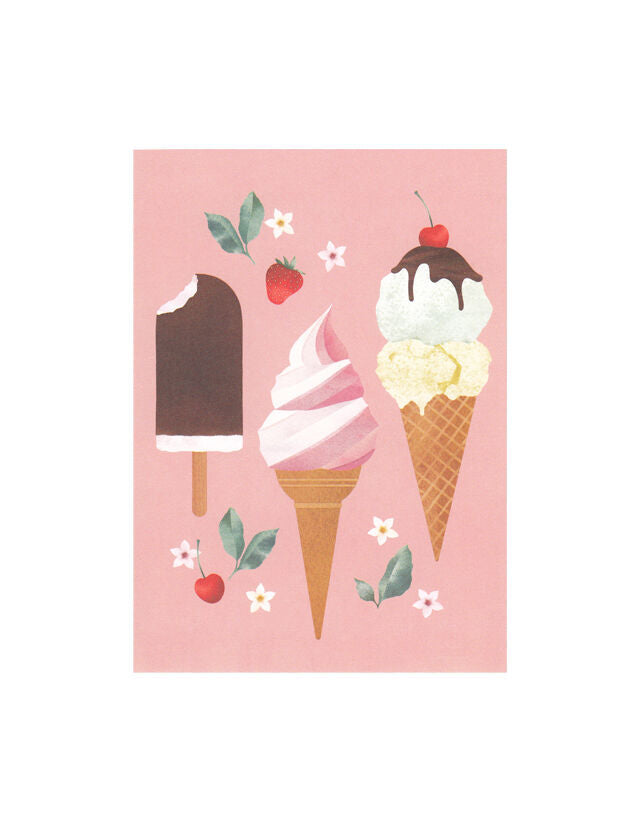Jäätelökesä -postikortti