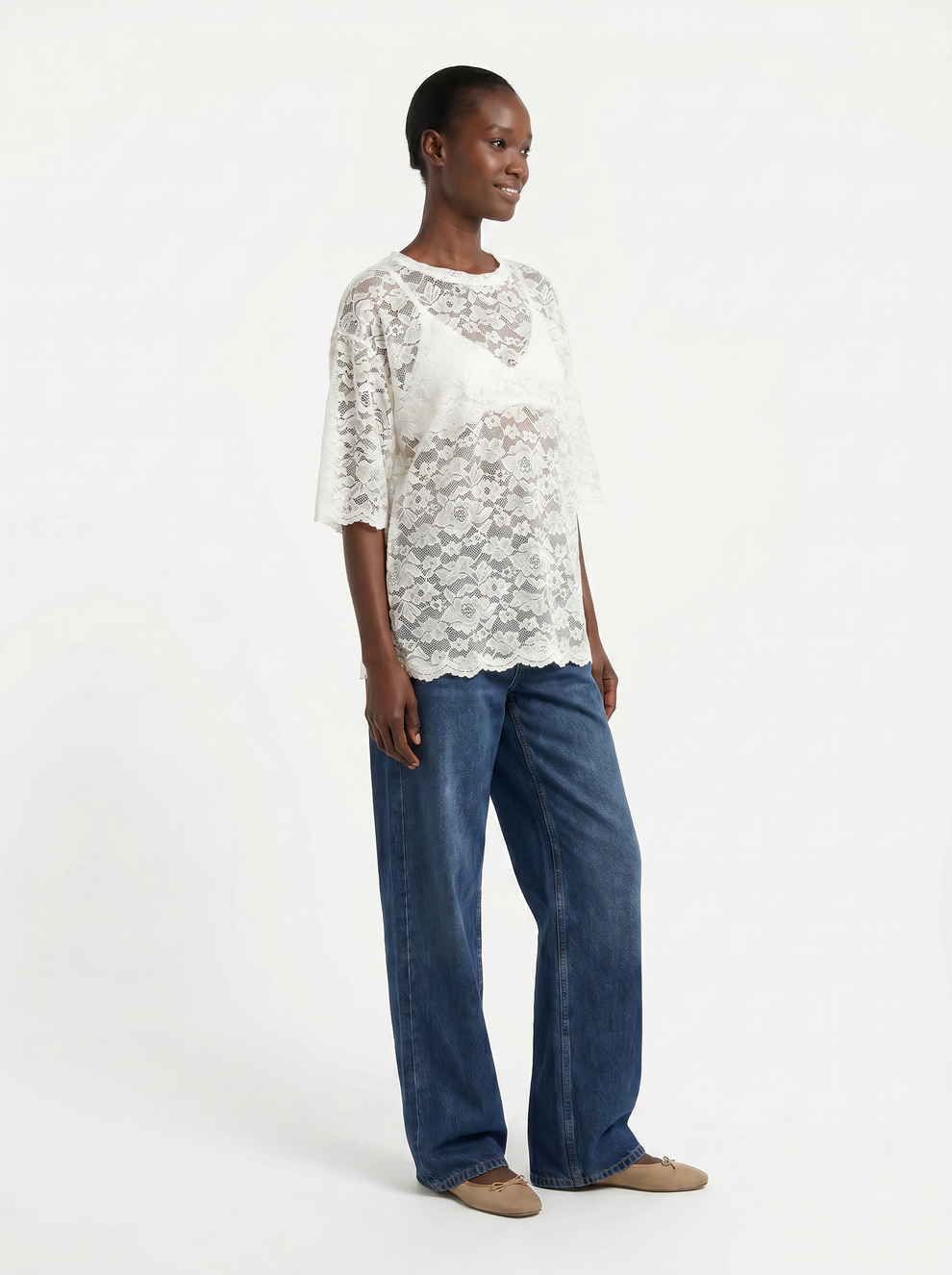 Relaxed Lace T-shirt, Soft Hug