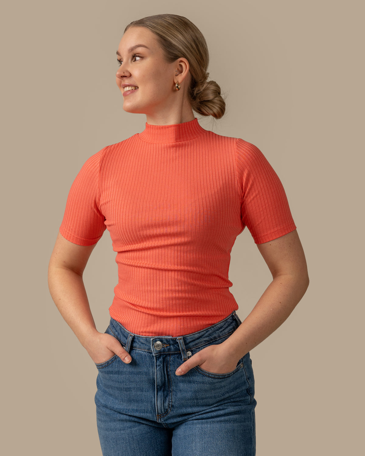Ribbed T-shirt, Raspberry